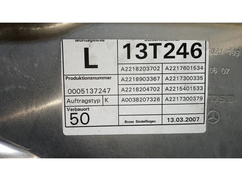 Recambio de elevalunas trasero izquierdo para mercedes clase s (w221) berlina 450 l (221.170) referencia OEM IAM A2218203702 A22