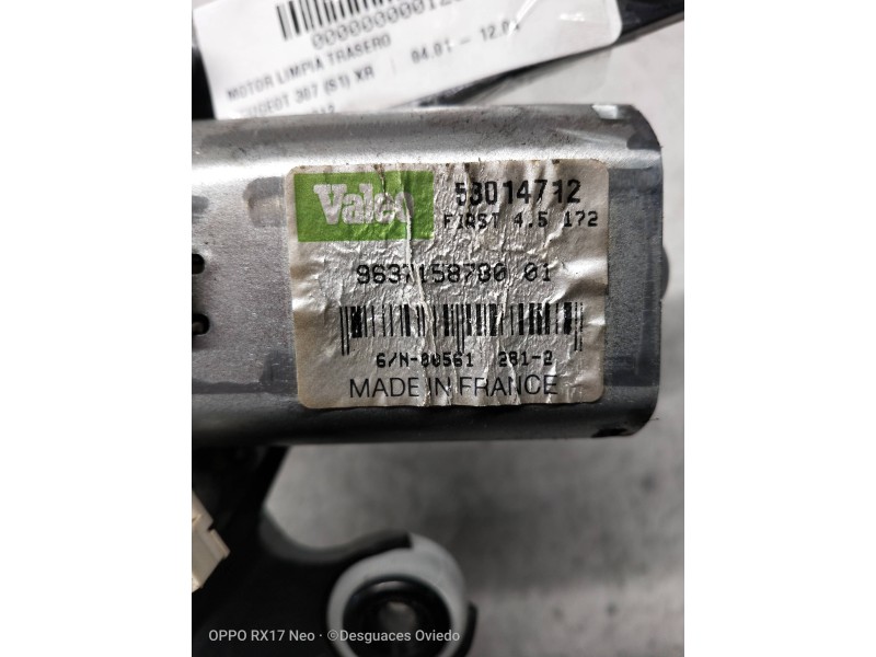 Recambio de motor limpia trasero para peugeot 307 (s1) xr referencia OEM IAM 53014712 963715878001 