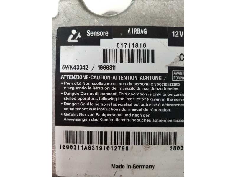 Recambio de centralita airbag para fiat stilo (192) 1.9 jtd / 1.9 jtd 115 active referencia OEM IAM 5WK43342 1000311 51711816
