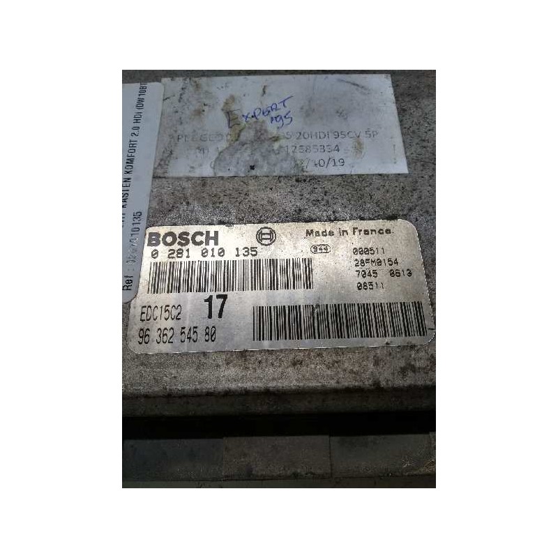 Recambio de centralita motor uce para peugeot expert kasten komfort 2.0 hdi (dw10bted) referencia OEM IAM 0281010135 9636254580 