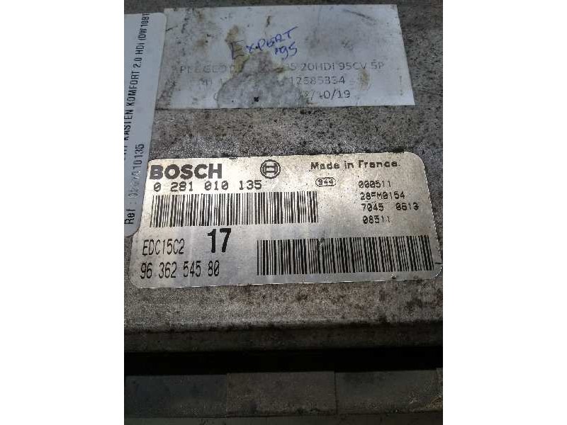 Recambio de centralita motor uce para peugeot expert kasten komfort 2.0 hdi (dw10bted) referencia OEM IAM 0281010135 9636254580 