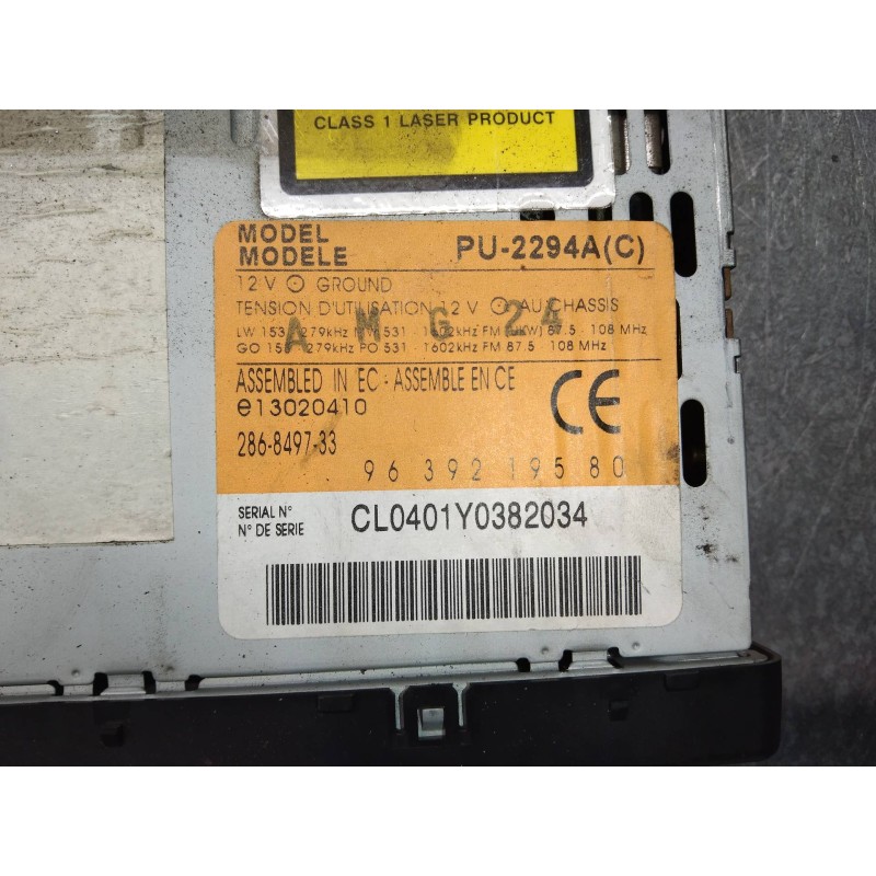 Recambio de sistema audio / radio cd para peugeot 306 berlina 3/4/5 puertas (s2) boulebard referencia OEM IAM 9639219580  