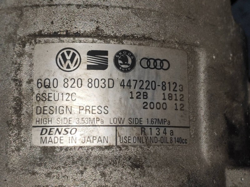 Recambio de compresor aire acondicionado para skoda fabia familiar (6y5) comfort referencia OEM IAM 447220812 6Q0820803D 