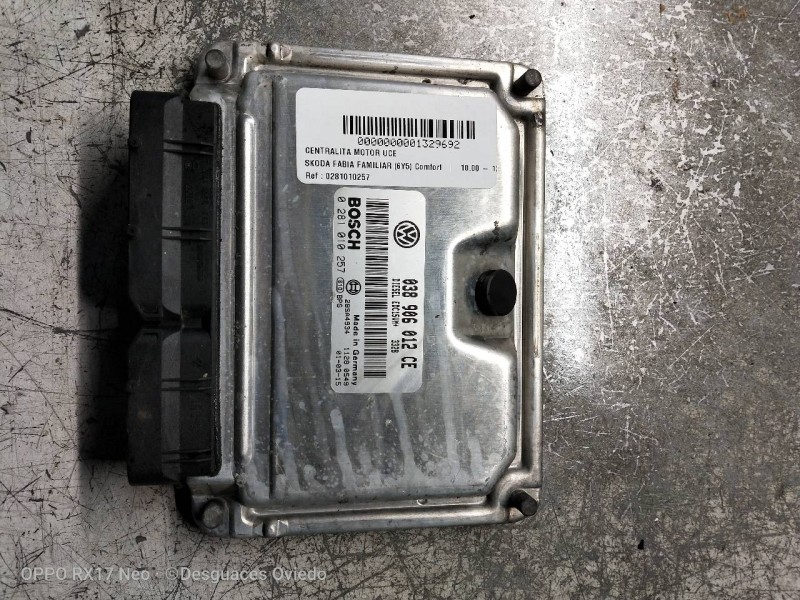 Recambio de centralita motor uce para skoda fabia familiar (6y5) comfort referencia OEM IAM 0281010257 038906012CE EDC15