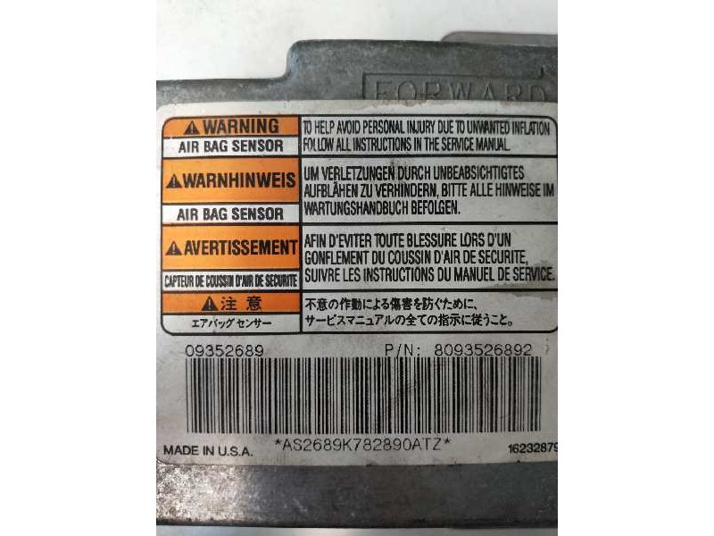Recambio de centralita airbag para opel frontera b limited referencia OEM IAM 09352689 8093526892 AS2689K782890ATZ