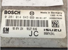Recambio de centralita motor uce para opel astra h ber. cosmo referencia OEM IAM 0281014643 98074154 981270146 8980741541 JC 2