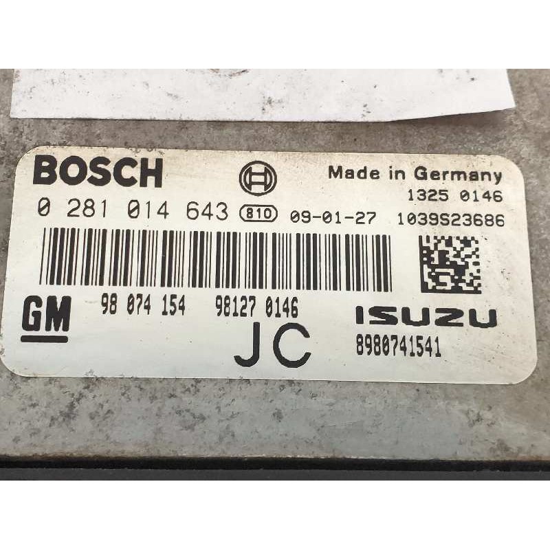 Recambio de centralita motor uce para opel astra h ber. cosmo referencia OEM IAM 0281014643 98074154 981270146 8980741541 JC