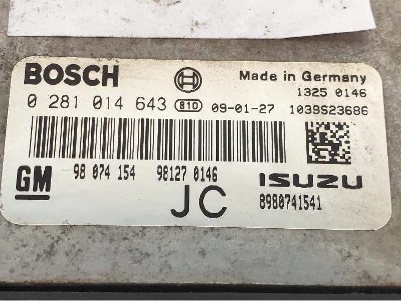 Recambio de centralita motor uce para opel astra h ber. cosmo referencia OEM IAM 0281014643 98074154 981270146 8980741541 JC