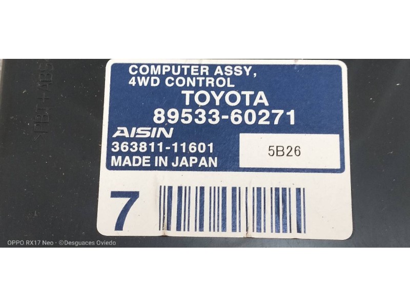 Recambio de modulo electronico para toyota land cruiser (j15) basis referencia OEM IAM 8953360271 36381111601 