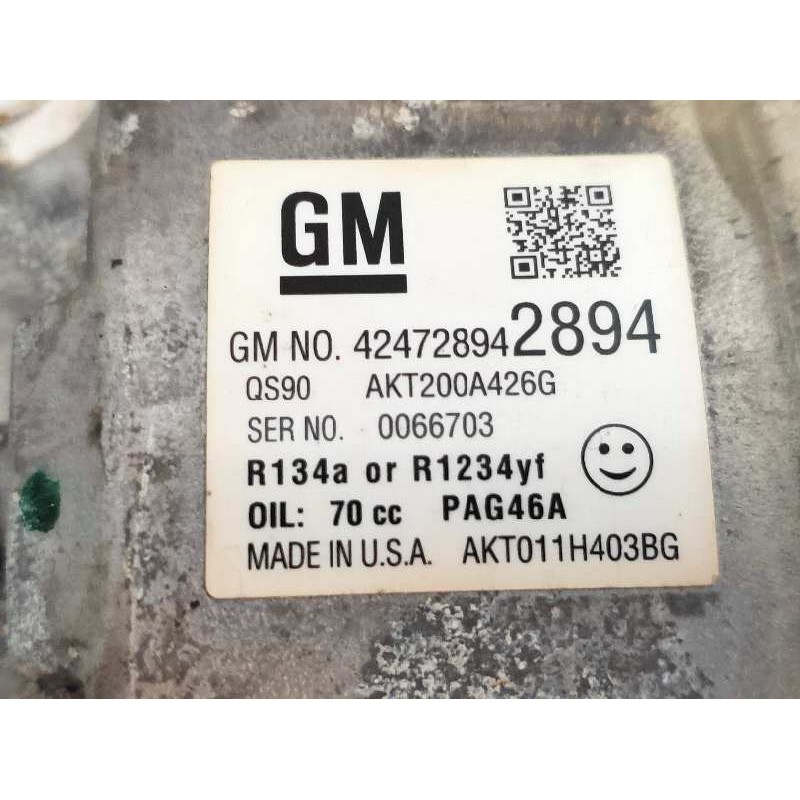 Recambio de compresor aire acondicionado para opel mokka x color edition start/stop referencia OEM IAM 42472894 AKT200A426G 
