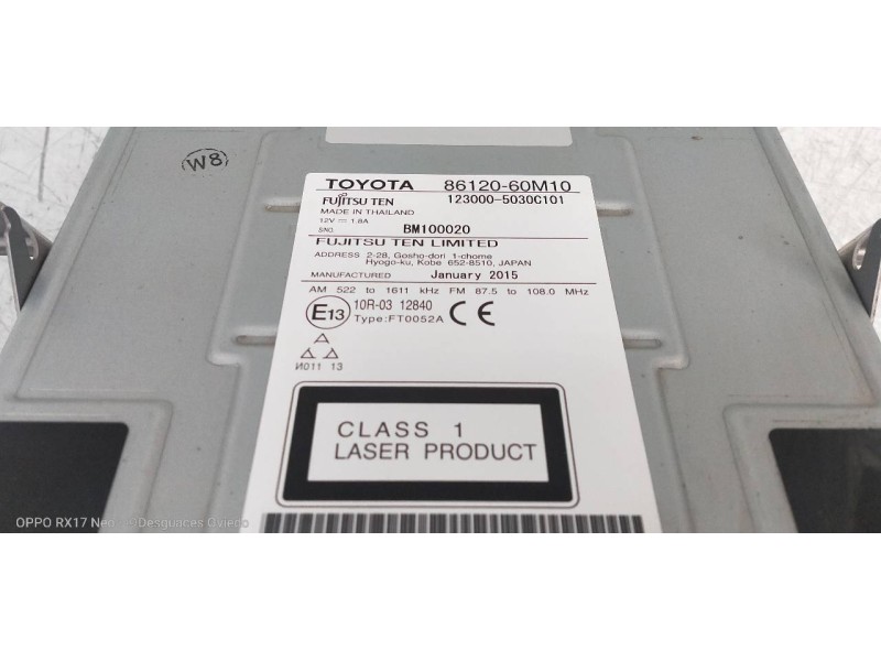 Recambio de sistema audio / radio cd para toyota land cruiser (j15) basis referencia OEM IAM 8612060M10 1230005030C101 