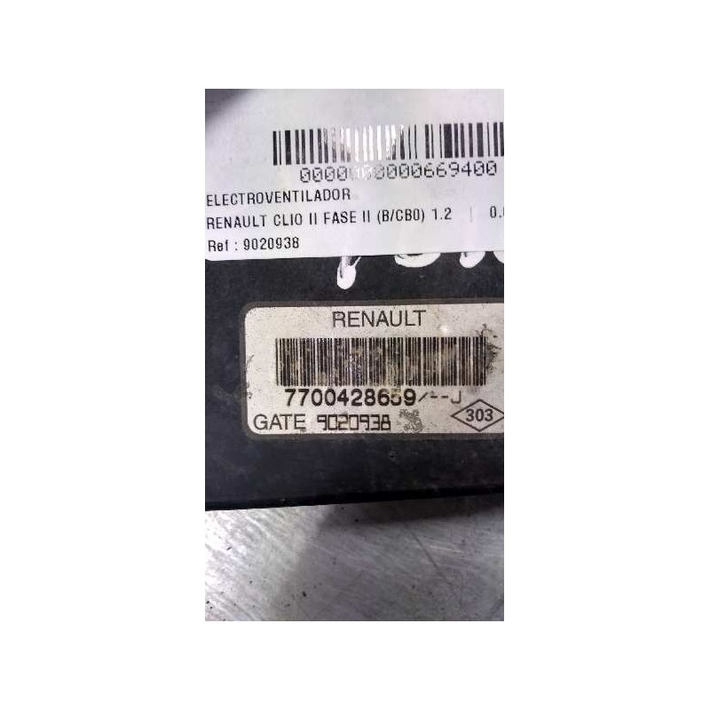 Recambio de electroventilador para renault clio ii fase ii (b/cb0) 1.2 referencia OEM IAM 9020938 7700428659J GATE Recambio de electroventilador para renault clio ii fase ii (b/cb0) 1.2 referencia OEM IAM 9020938 7700428659J GATE
