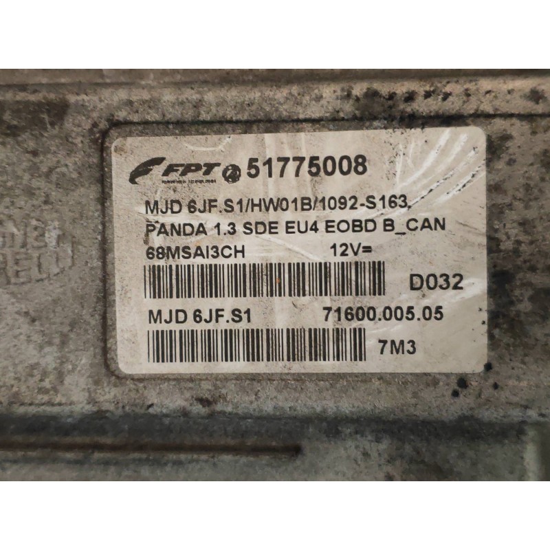 Recambio de centralita motor uce para fiat panda (169) 1.3 jtd cat referencia OEM IAM 7160000505 51775008 MJD6JFS1