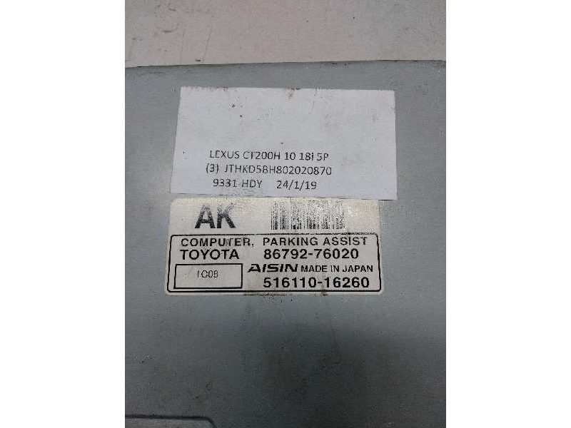Recambio de centralita parktronic para lexus ct 200h referencia OEM IAM 8679276020 51611016260 