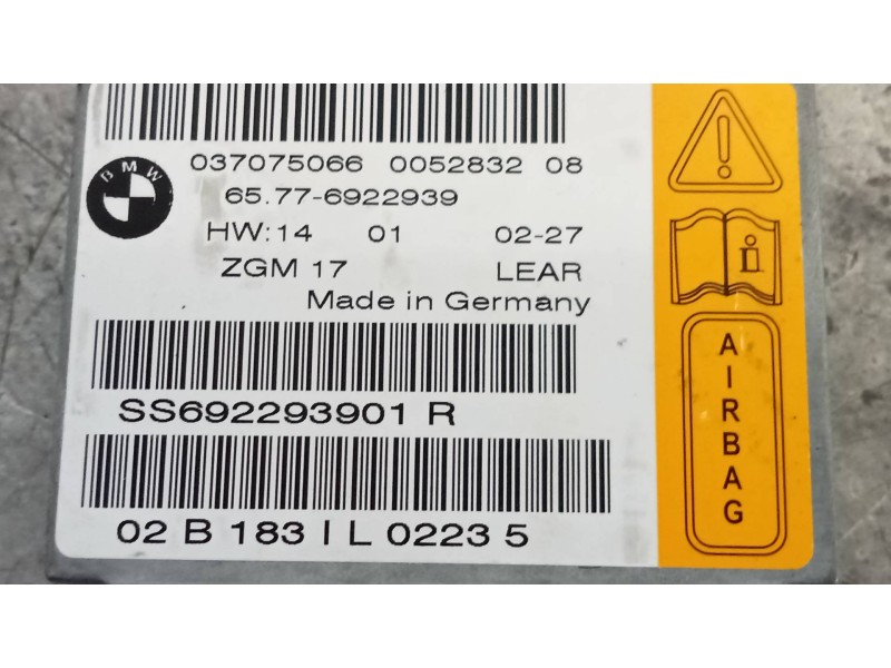 Recambio de centralita airbag para bmw serie 7 (e65/e66) 745i referencia OEM IAM 65776922939 037075066 