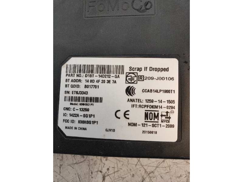 Recambio de modulo electronico para ford fiesta (ccn) black edition referencia OEM IAM D1BT14D212GA  