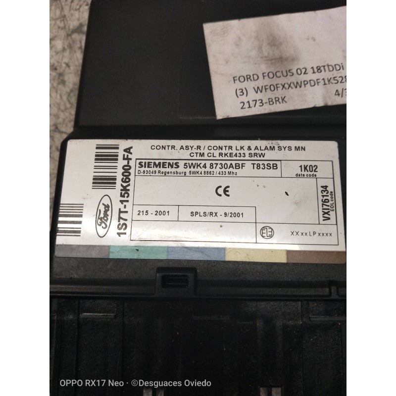 Recambio de modulo confort para peugeot 306 berlina 3/5 puertas (s1) xs dt referencia OEM IAM 5WK48730ABF  