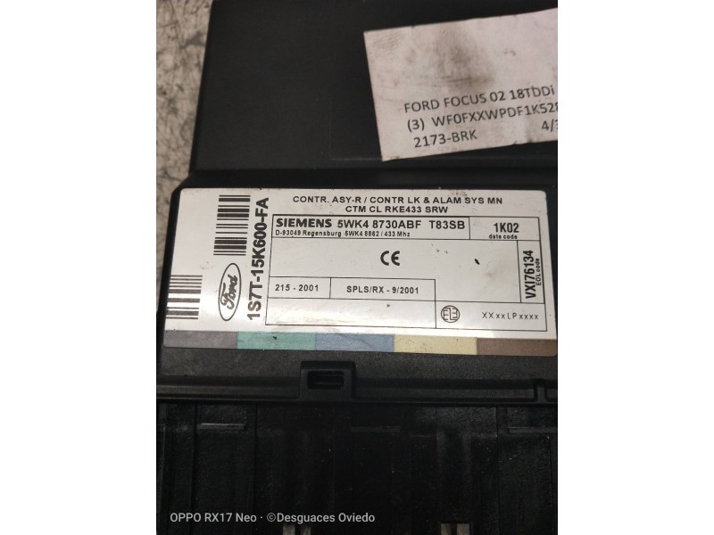 Recambio de modulo confort para peugeot 306 berlina 3/5 puertas (s1) xs dt referencia OEM IAM 5WK48730ABF  