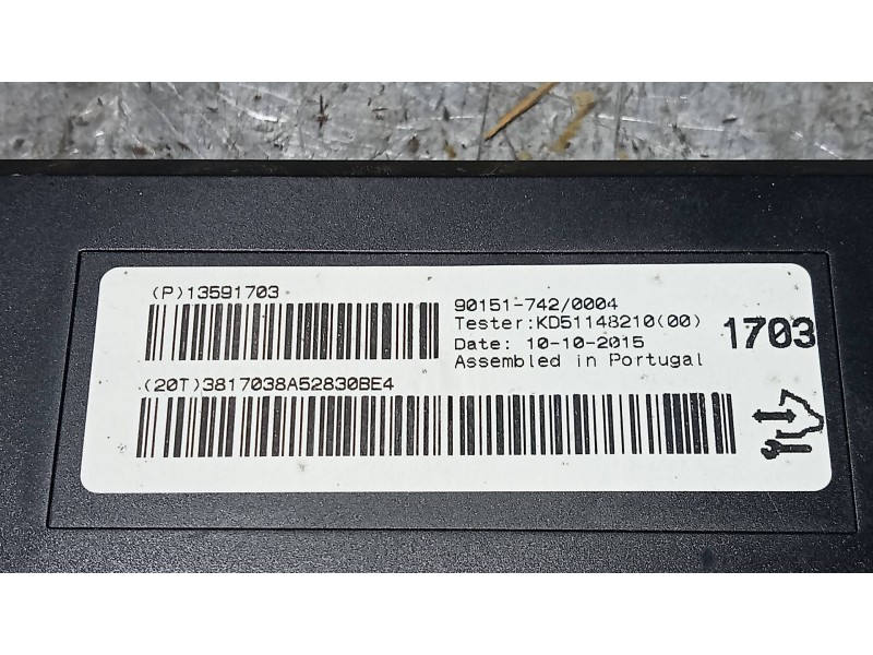 Recambio de modulo electronico para opel astra j lim. 4türig selection referencia OEM IAM 13591703  