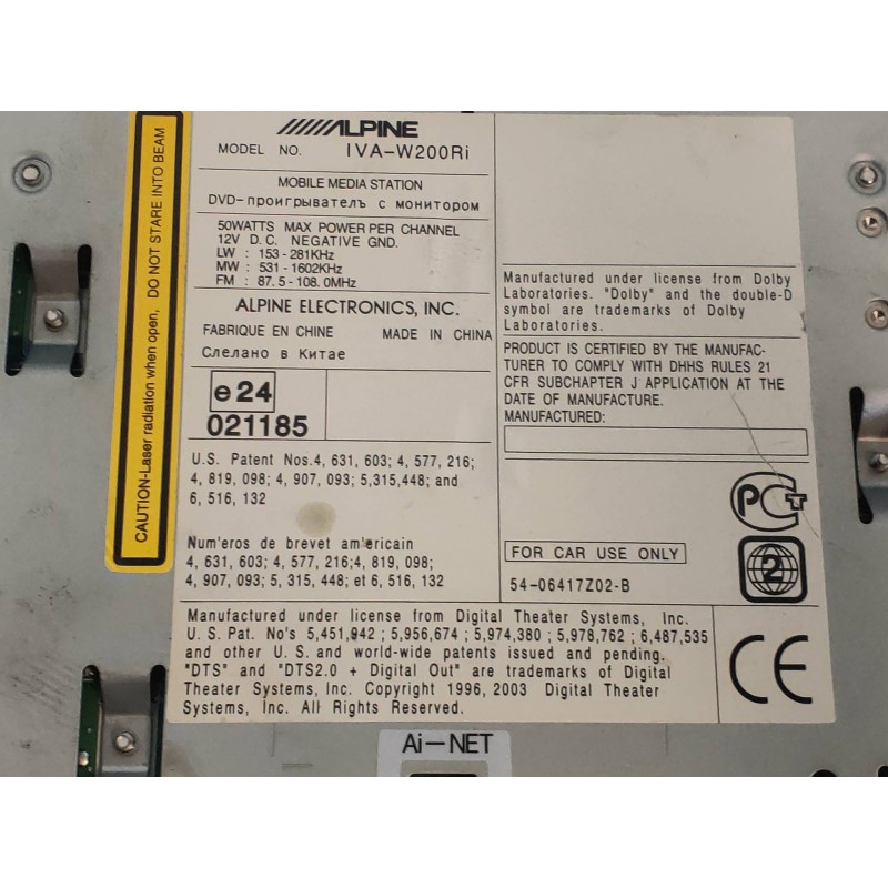 Recambio de sistema audio / radio cd para hyundai santa fe (bm) 2.2 crdi classic (2wd) referencia OEM IAM IVAW200RI  ALPINE