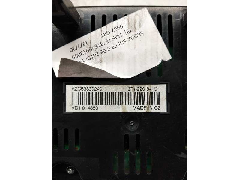 Recambio de cuadro instrumentos para skoda superb combi (3t5) comfort referencia OEM IAM A2C53339249 3T1920841D 