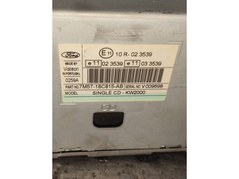 Recambio de sistema audio / radio cd para ford c-max (cb3) business referencia OEM IAM 7M5T18C815AB  