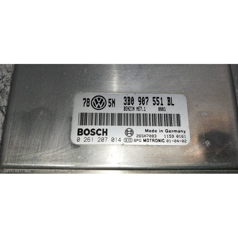 Recambio de centralita motor uce para audi a6 berlina (4b2) 2.8 quattro referencia OEM IAM 0261207014 3B0907551BL 