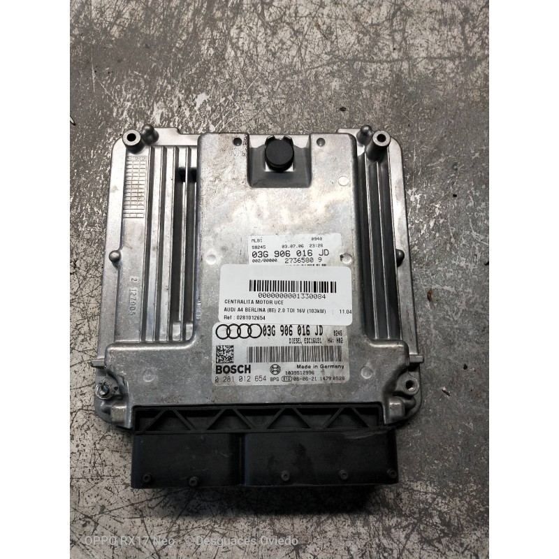 Recambio de centralita motor uce para audi a4 berlina (8e) 2.0 tdi 16v (103kw) referencia OEM IAM 0281012654 03G906016JD EDC16