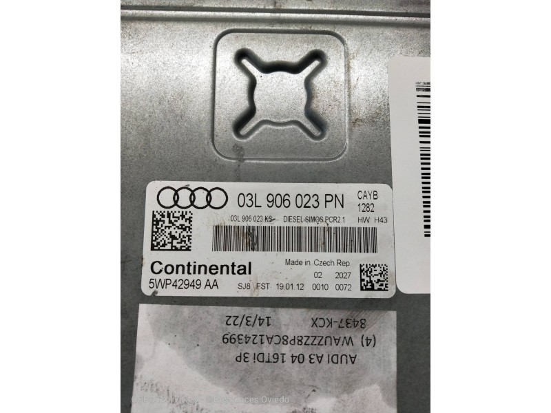 Recambio de centralita motor uce para audi a3 (8p) 1.6 tdi referencia OEM IAM 5WP42949AA 03L906023PN 