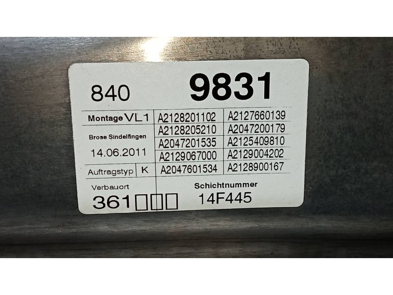 Recambio de elevalunas delantero izquierdo para mercedes clase e (w212) lim. e 300 cdi blueefficiency (212.025) referencia OEM I