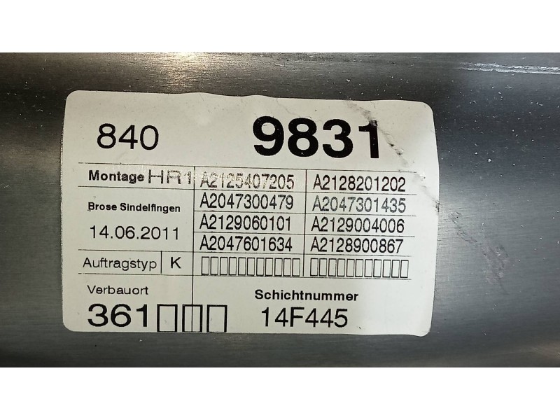 Recambio de elevalunas trasero derecho para mercedes clase e (w212) lim. e 300 cdi blueefficiency (212.025) referencia OEM IAM A