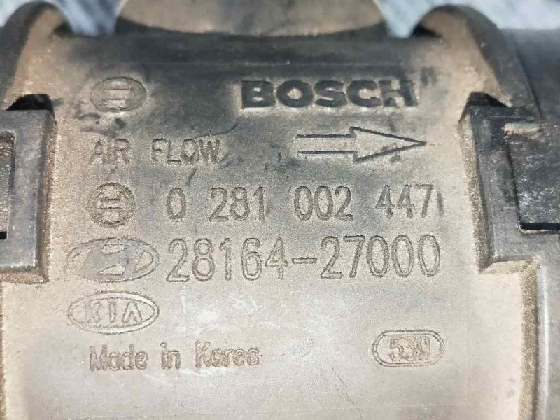 Recambio de caudalimetro para kia carens 2.0 turbodiesel cat referencia OEM IAM 0281002447 2816427000 BOSCH