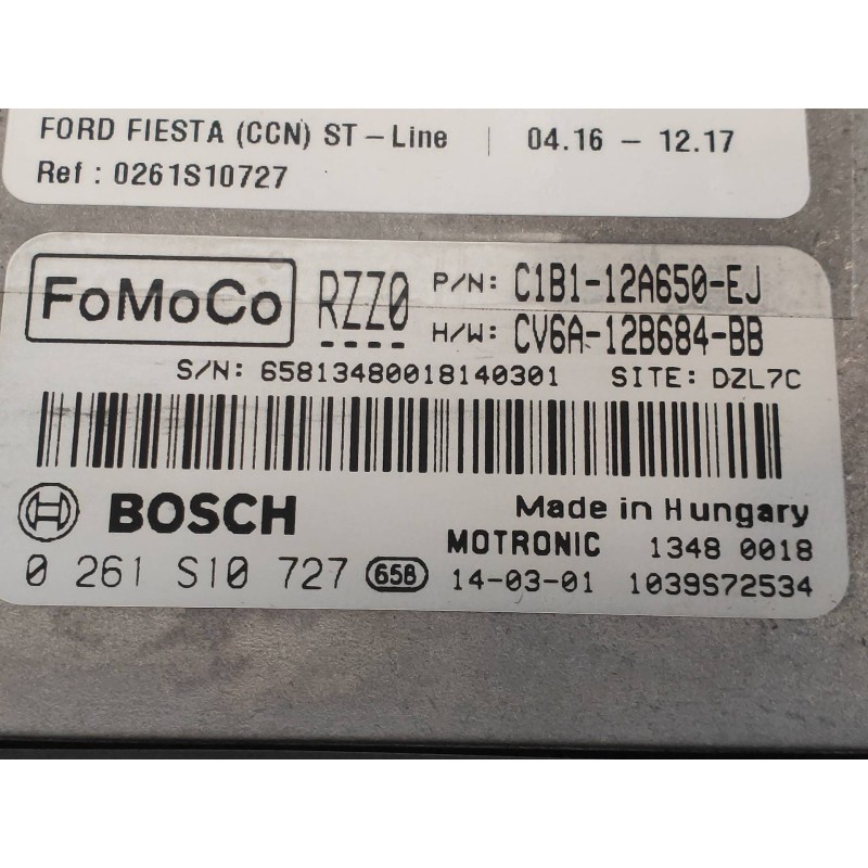 Recambio de centralita motor uce para ford fiesta (ccn) st-line referencia OEM IAM 0261S10727 C1B112A650EJ CV6A12B684BB