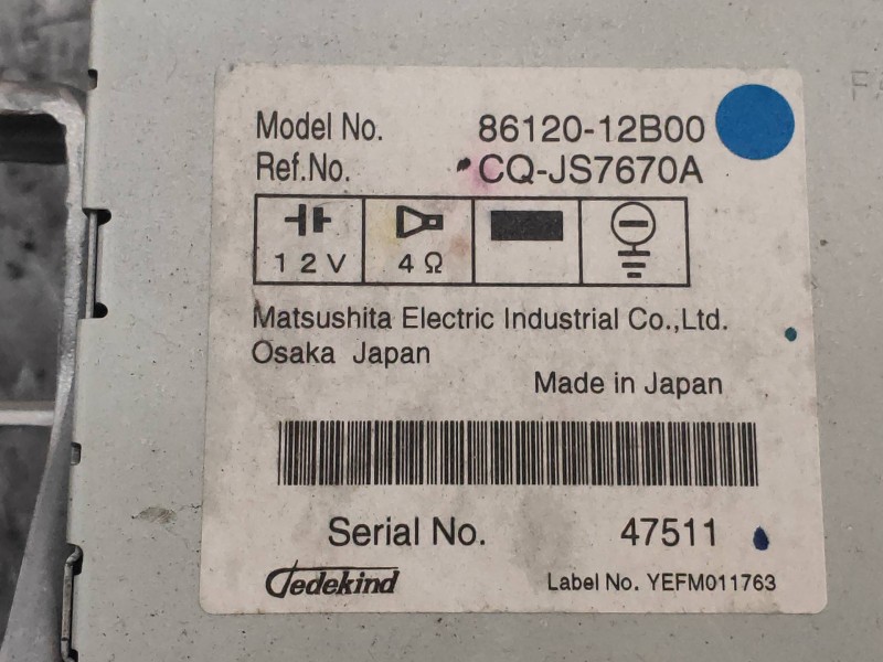 Recambio de sistema audio / radio cd para toyota corolla (e15) luna referencia OEM IAM 8612012B00 CQJS7670A 