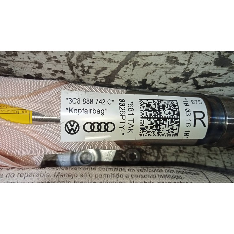 Recambio de airbag cortina delantero derecho para volkswagen cc (358) advance bluemotiontech referencia OEM IAM 3C8880742C  