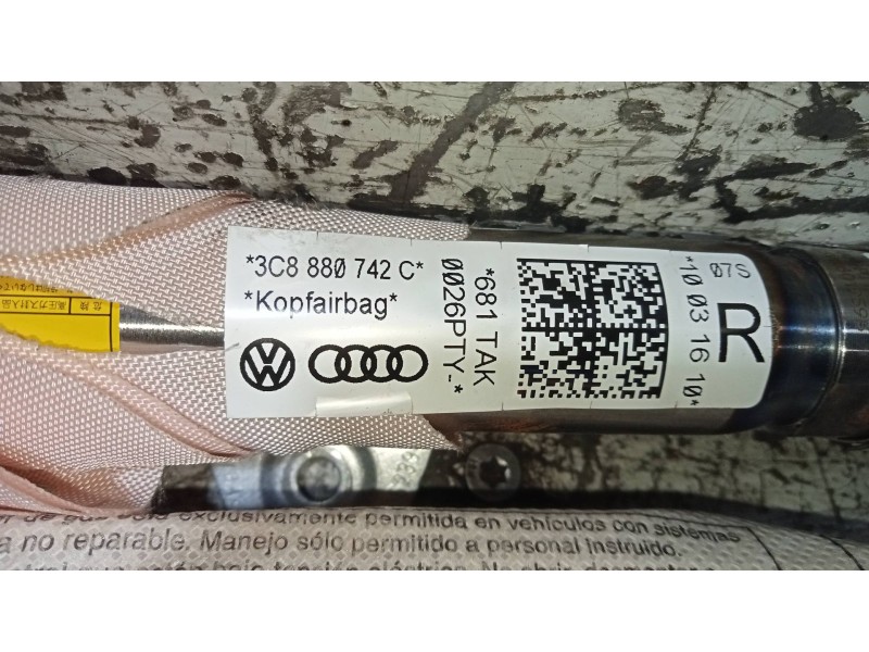 Recambio de airbag cortina delantero derecho para volkswagen cc (358) advance bluemotiontech referencia OEM IAM 3C8880742C  