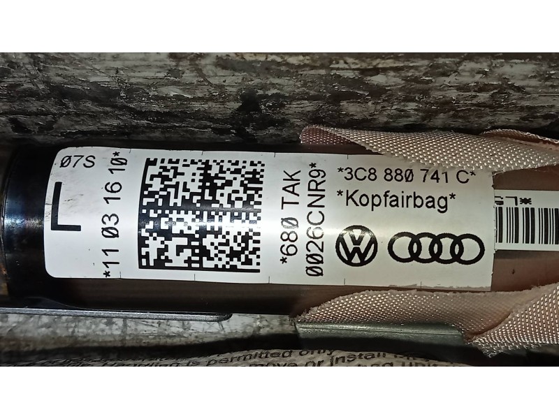 Recambio de airbag cortina delantero izquierdo para volkswagen cc (358) advance bluemotiontech referencia OEM IAM 3C8880741C  