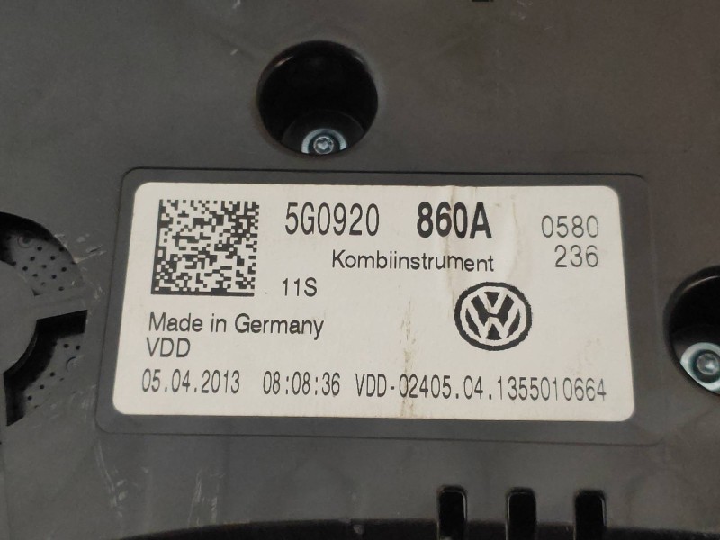 Recambio de cuadro instrumentos para volkswagen golf vii lim. (5g1) advance bluemotion referencia OEM IAM 5G0920860A  
