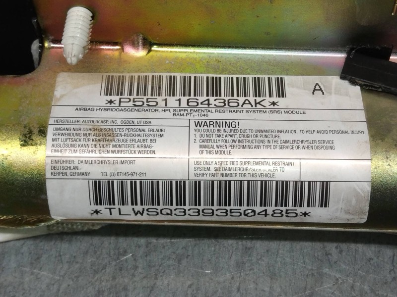 Recambio de airbag cortina delantero derecho para jeep gr.cherokee (wj/wg) 2.7 crd limited referencia OEM IAM P55116436AK  
