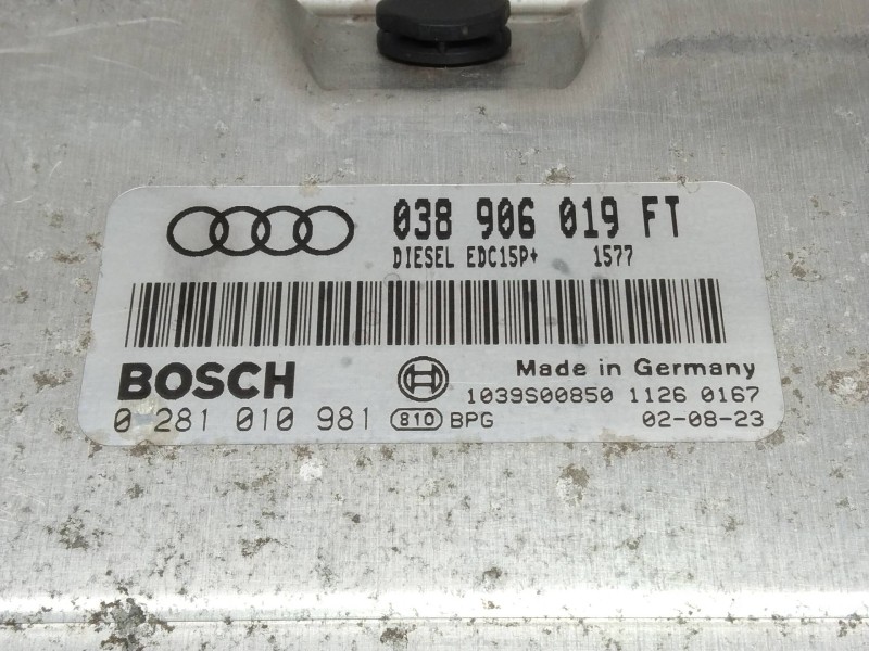Recambio de centralita motor uce para audi a3 (8l) 1.9 tdi ambiente referencia OEM IAM 0281010981 038906019FT EDC15P