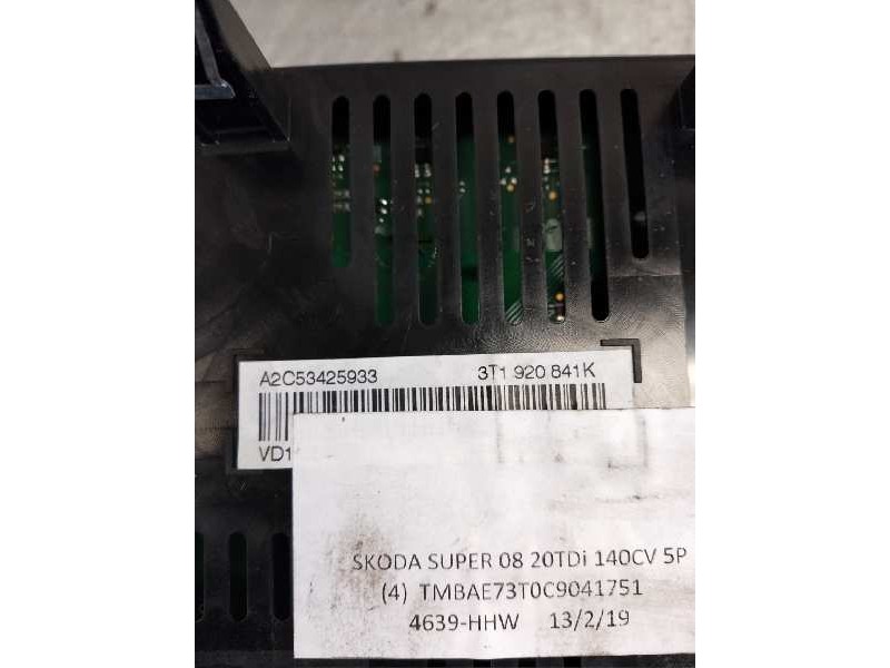 Recambio de cuadro instrumentos para skoda suberb (3t4) elegance referencia OEM IAM A2C53425933 3T1920841K 