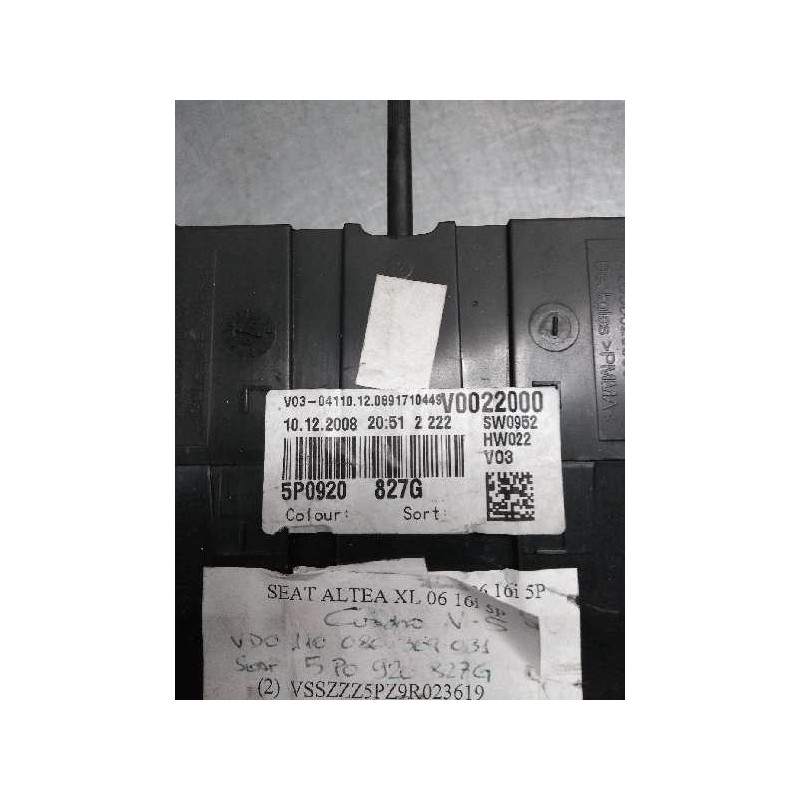Recambio de cuadro instrumentos para seat altea xl (5p5) 1.6 bivalent - gasolina / gas licuado del petróleo. gpl referencia OEM 