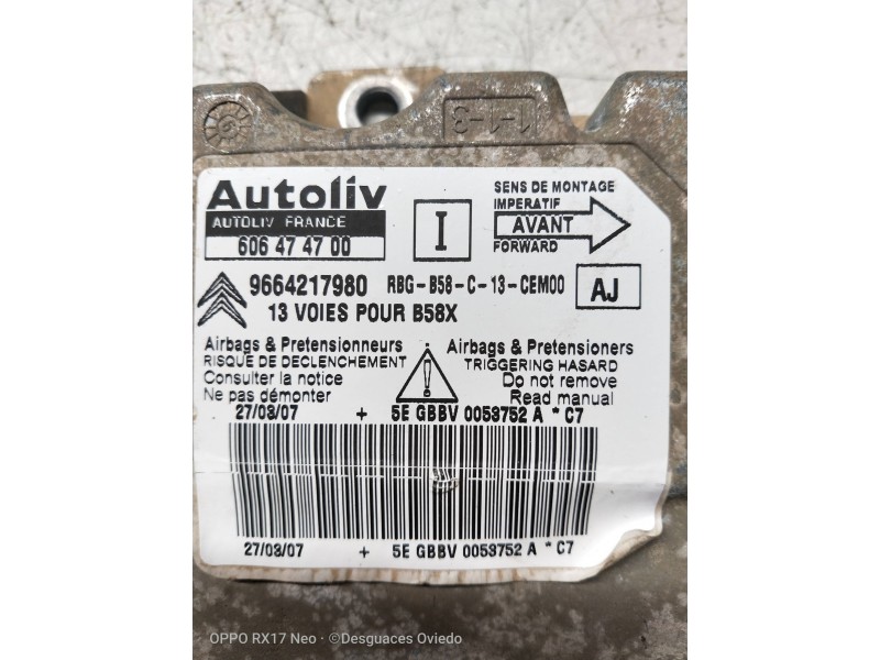 Recambio de centralita airbag para citroen c4 picasso sx referencia OEM IAM 606474700 9664217980 