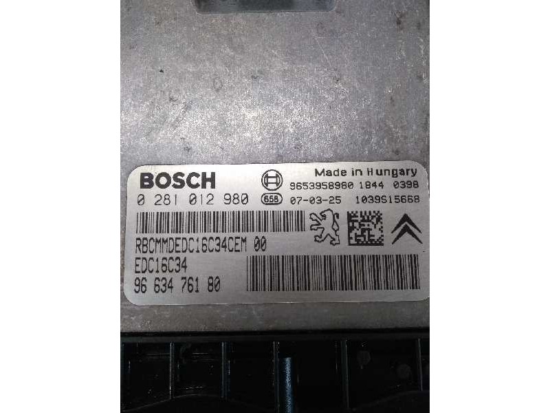 Recambio de centralita motor uce para citroen c4 picasso sx referencia OEM IAM 0281012980 9663476180 EDC16C34