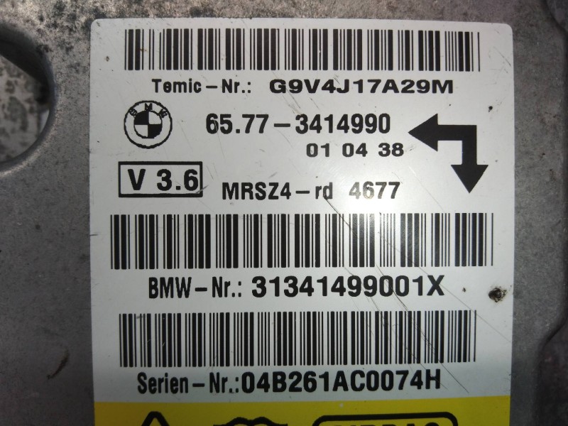 Recambio de centralita airbag para bmw x3 (e83) 2.0d referencia OEM IAM 65773414990 31341499001X 