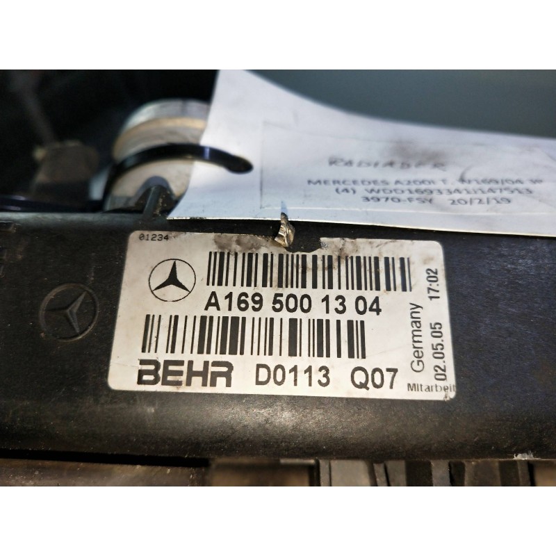 Recambio de radiador agua para mercedes clase a (w169) a 200 turbo (169.334) referencia OEM IAM 1695001304  