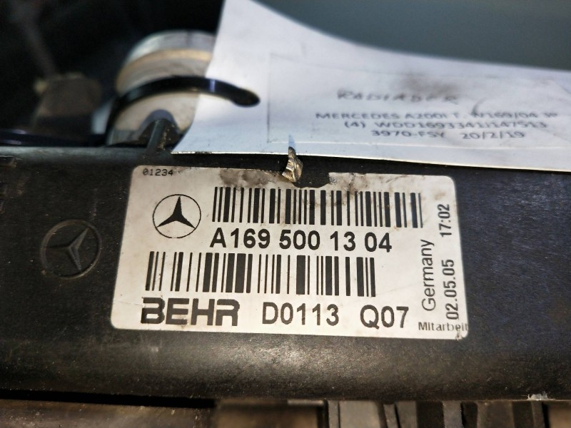 Recambio de radiador agua para mercedes clase a (w169) a 200 turbo (169.334) referencia OEM IAM 1695001304  