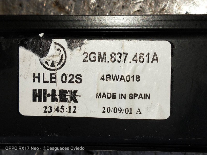 Recambio de elevalunas delantero izquierdo para volkswagen t-cross advance referencia OEM IAM 2GM837461A 2Q2959405B 