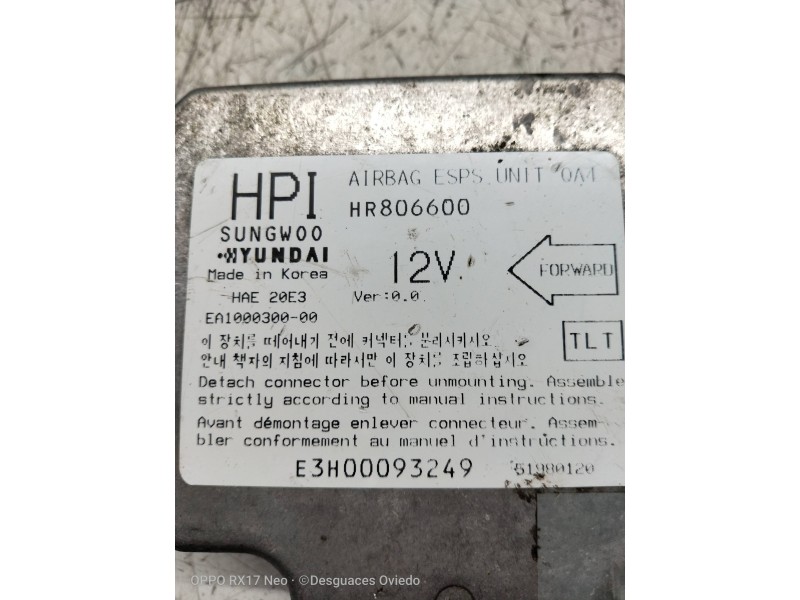Recambio de centralita airbag para mitsubishi galloper (hyundai) 2.5 turbodiesel referencia OEM IAM HR806600 EA100030000 HAE20E3