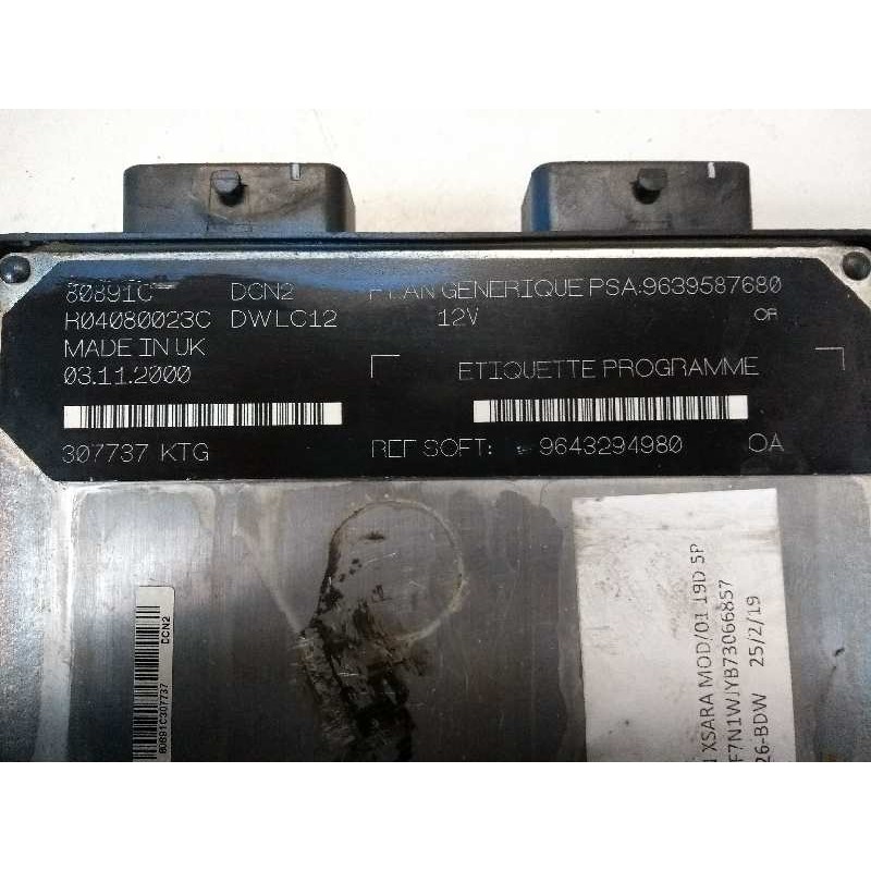 Recambio de centralita motor uce para citroen xsara berlina 1.9 d sx referencia OEM IAM R04080023C 9639587680 9643294980 80891C